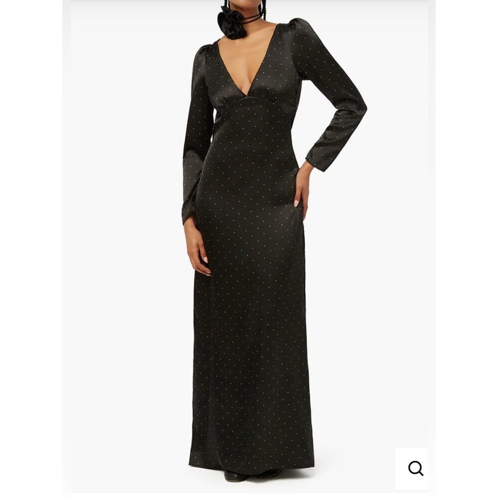 WeWoreWhat Cowl Back Mini Polka Dot Black Long Sleeve Maxi Dress Size 0 NWT